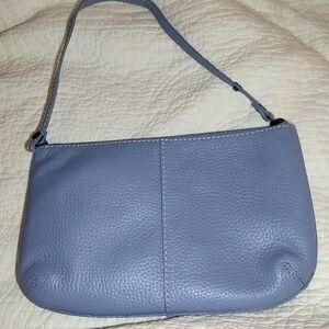 GAP light powder blue leather zipper top handle purse/small bag /clutch